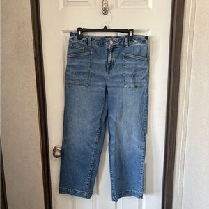 Talbots Women's Wide-Leg Patch Pocket Jeans - Blue Denim